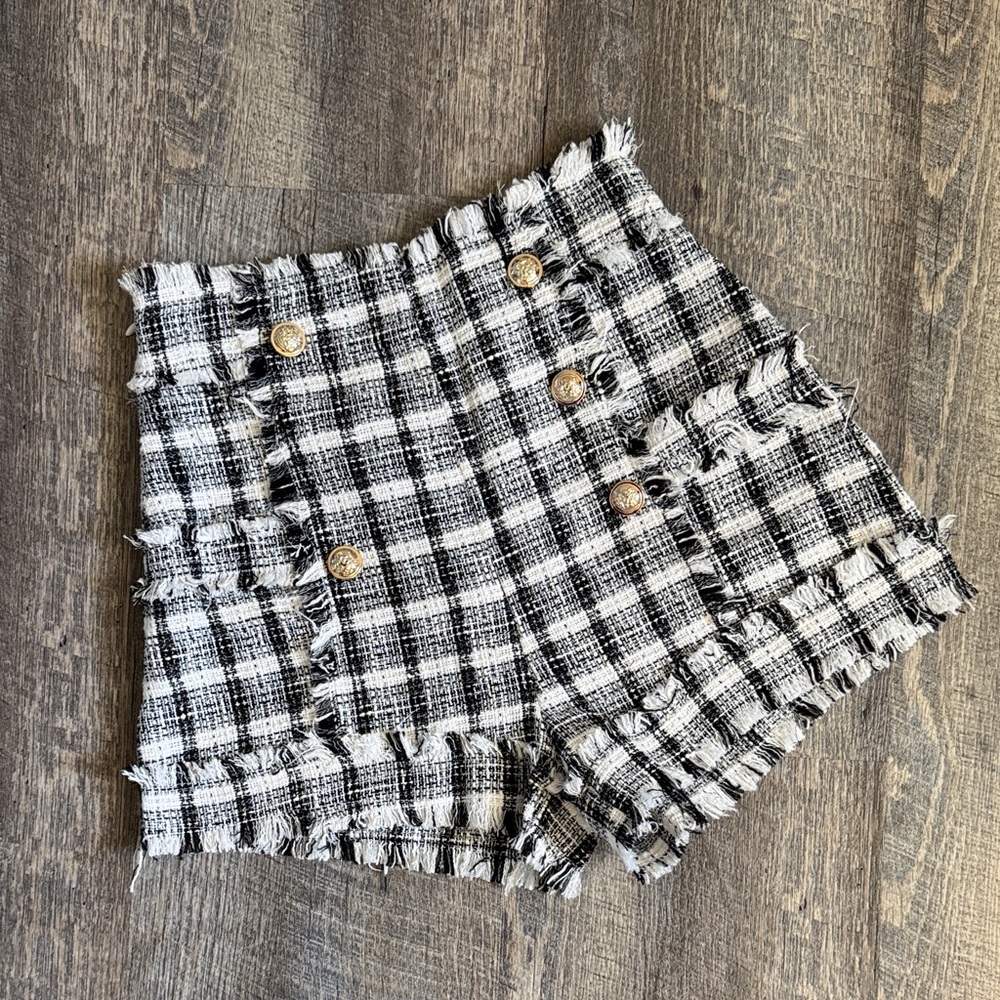 Plaid Frayed Women Shorts